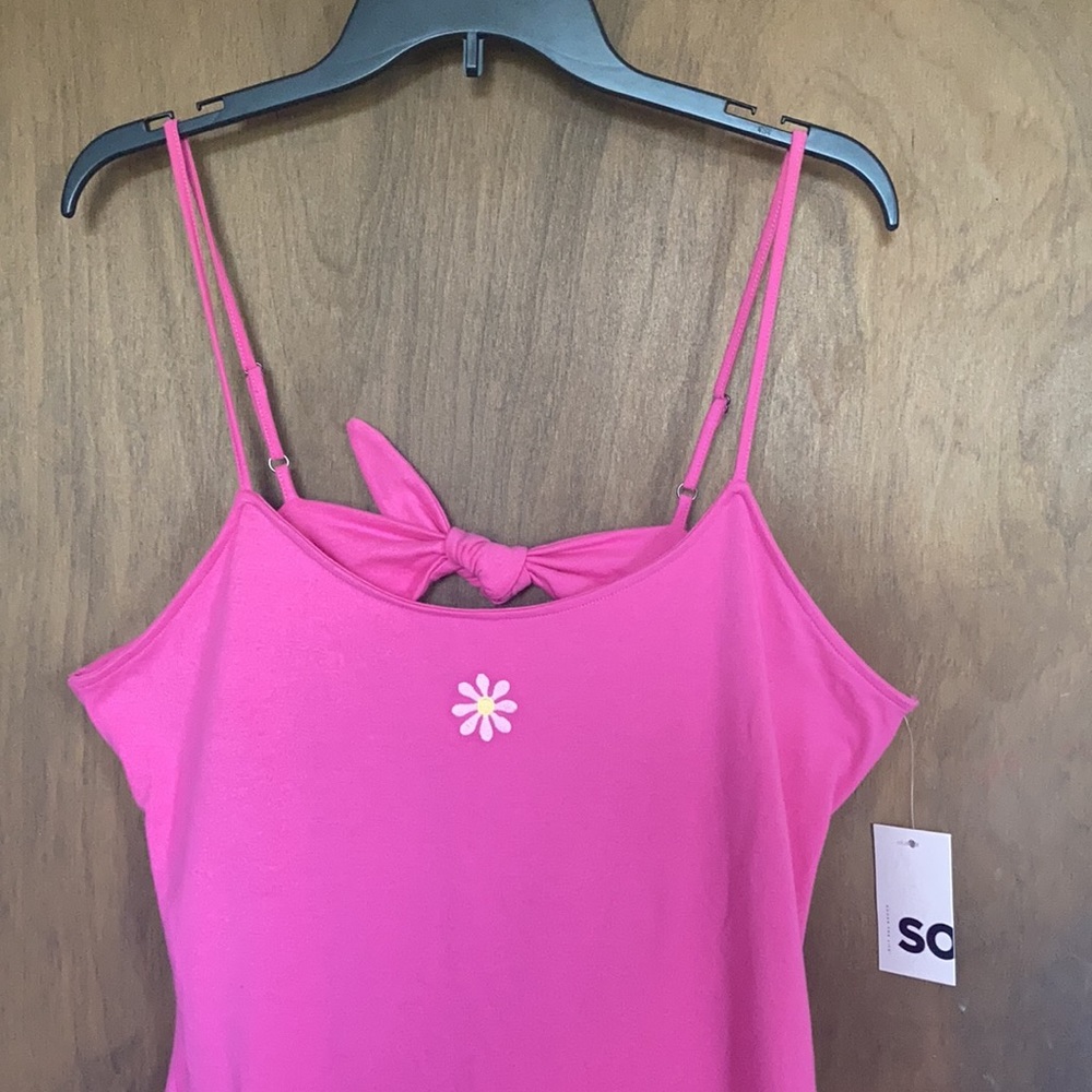 SO tie back bodycon mini dress pink w embroidered size XL jr - Picture 4 of 17